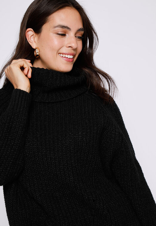 Sweater Mujer Negro Cuello Tortuga Fantasia Family Shop