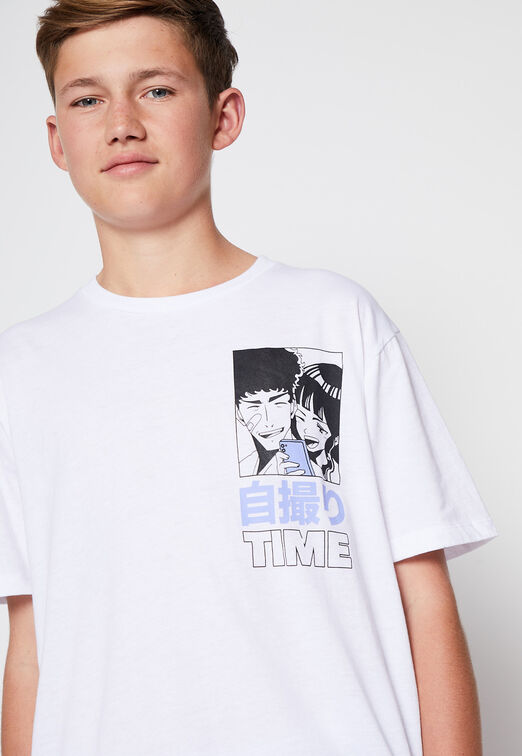 Polera Estampado Anime Blanco Family Shop