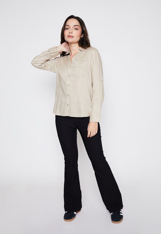 Blusa Mujer Beige Lino Family Shop