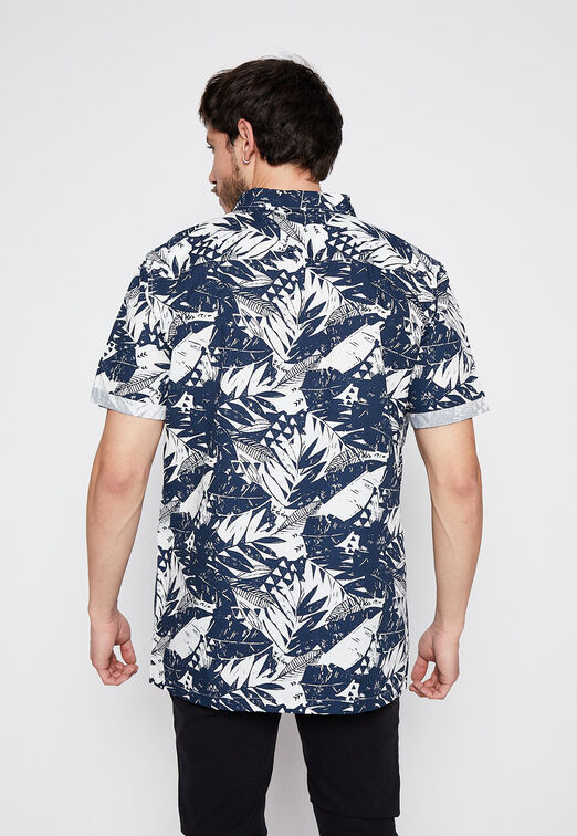 Camisa Manga Corta Tropical Blanco Family Shop