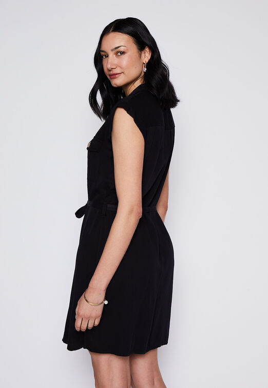 Vestido Manga Corta Safari Negro Family Shop
