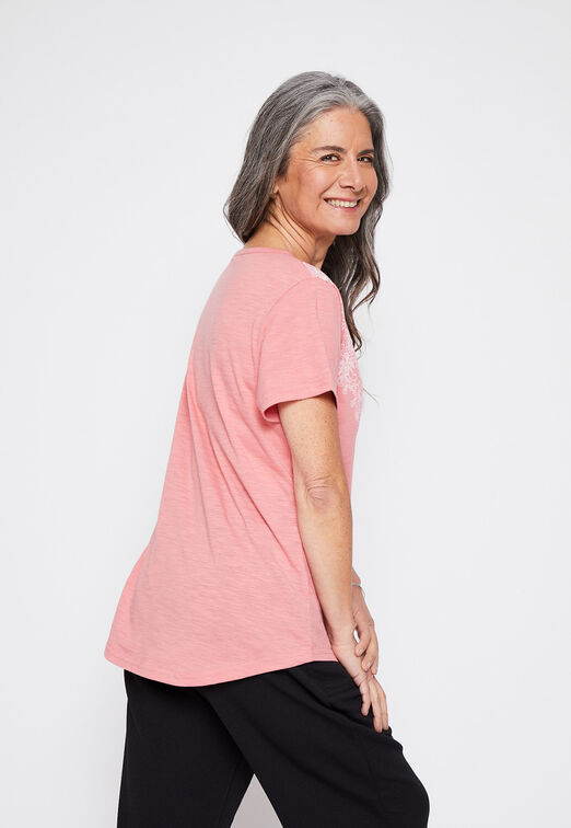 Polera Manga Corta Boho Fucsia Family Shop