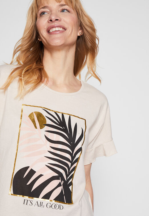 Polera Art Hojas Beige Family Shop