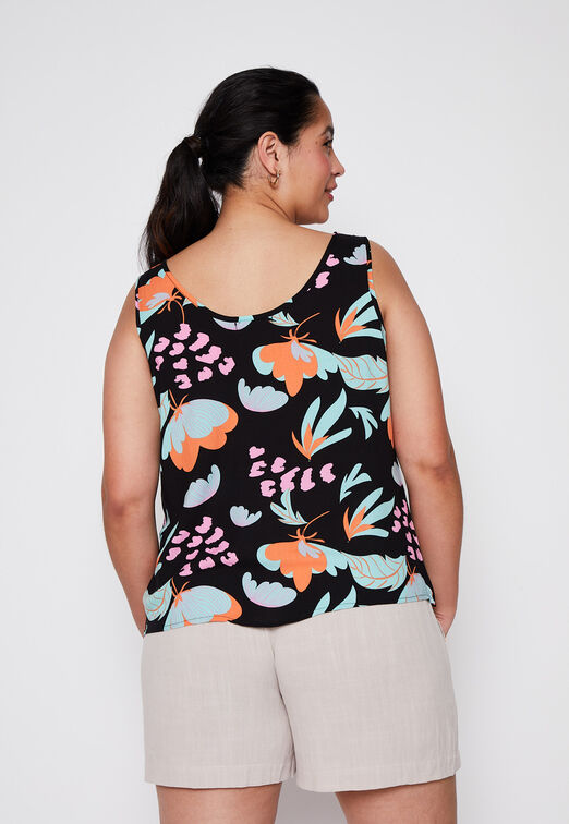 Blusa Plus Size Sin Manga Print Tiras Escote Negro Family Shop