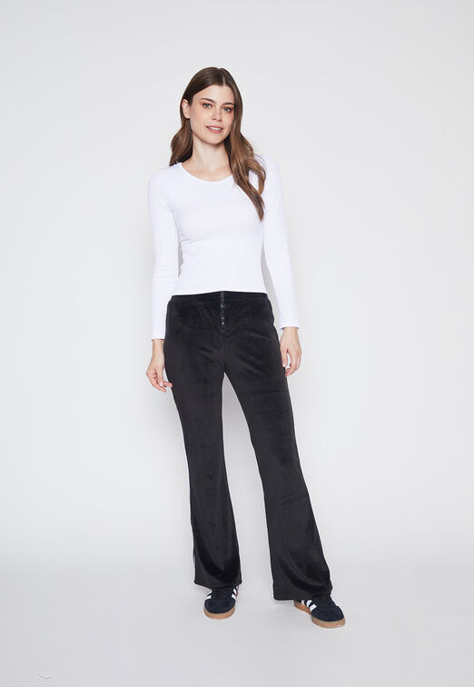 Pantalon De Buzo Mujer Negro Plush Piping Family Shop