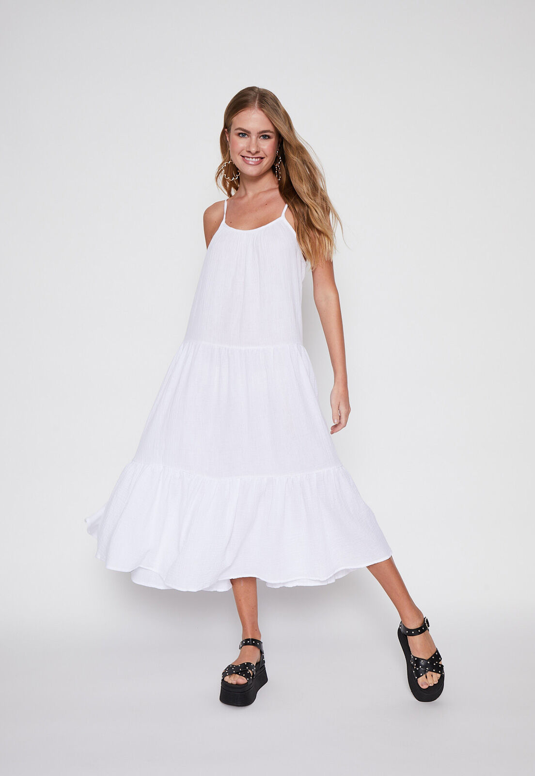 Vestido Pabilo Largo Cortes Blanco Family Shop