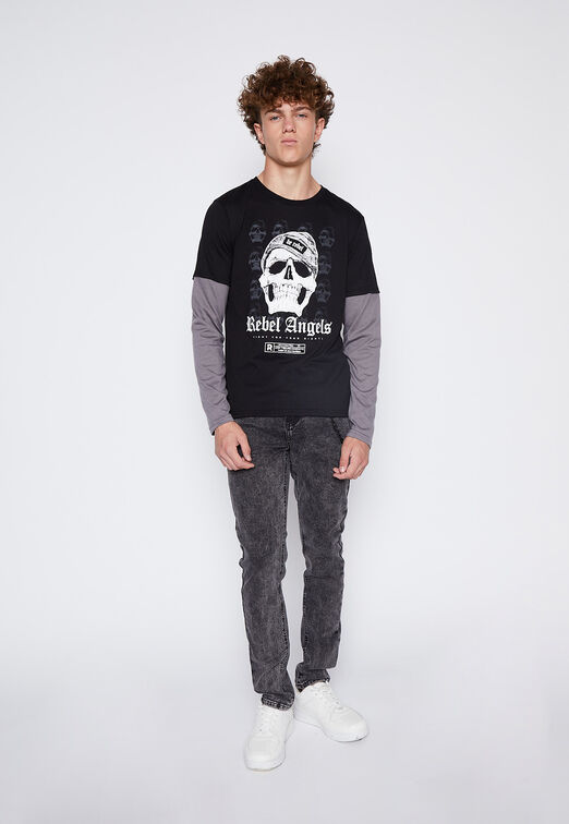 Polera Lolo Negro Calavera Family Shop