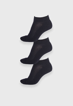 Mujer  Calcetin 3 Pares  Negro  Basico Corto Family Shop