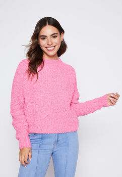 Sweater Mujer Fucsia Chenille Motas Family Shop