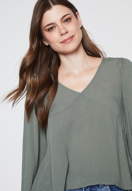 Blusa Mujer Verde Amasada Rayada Family Shop
