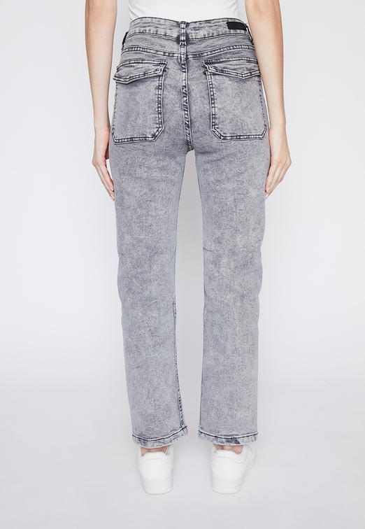Jeans Mujer Gris Cortes Pitillo Family Shop
