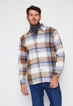 Chaqueta SobreCamisa Lana Escoces Beige Family Shop