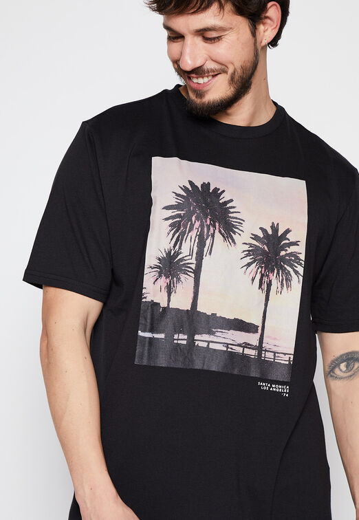 Polera Print Foto Summer Negro Family Shop