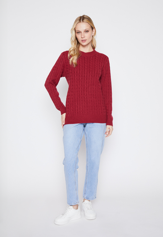 Sweater Mujer Burdeo Trenzas Family Shop