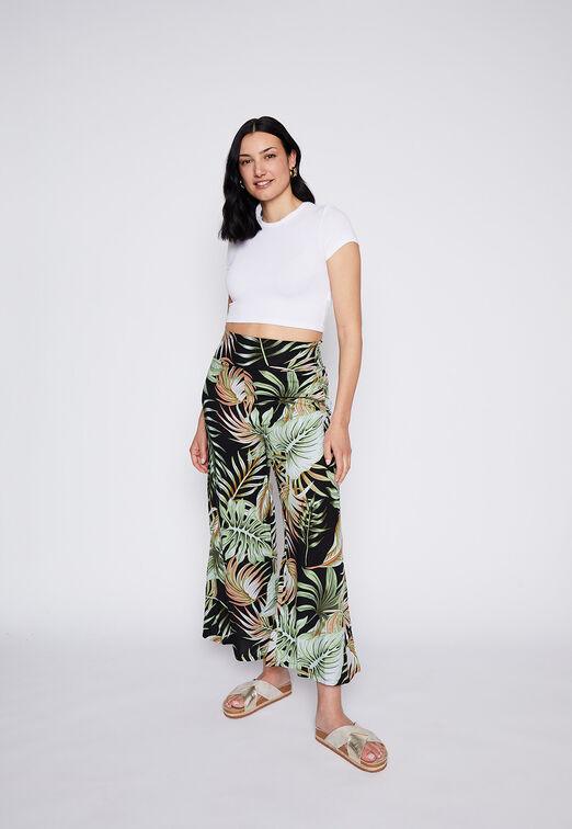 Pantalon Palazzo Pretina Ancha Negro Family Shop