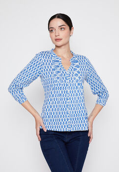 Blusa Mujer Azul Pliegues Family Shop