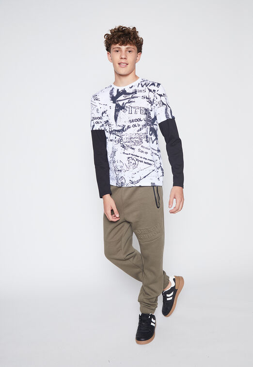 Polera Lolo Blanco Doble Mangas Family Shop