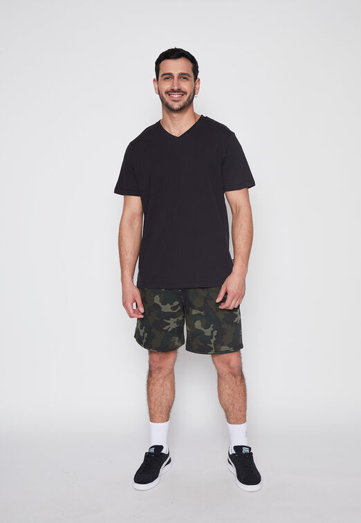 Polera Hombre Negro Basic Cuello V Family Shop