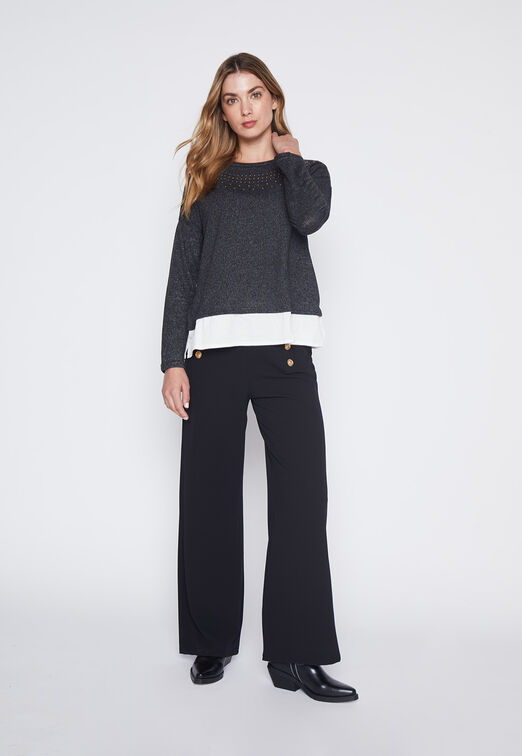 Sweater Mujer Negro Melange Family Shop