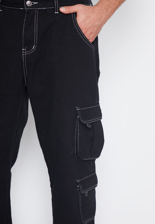 Jeans Hombre Negro Multicargo Costura Family Shop