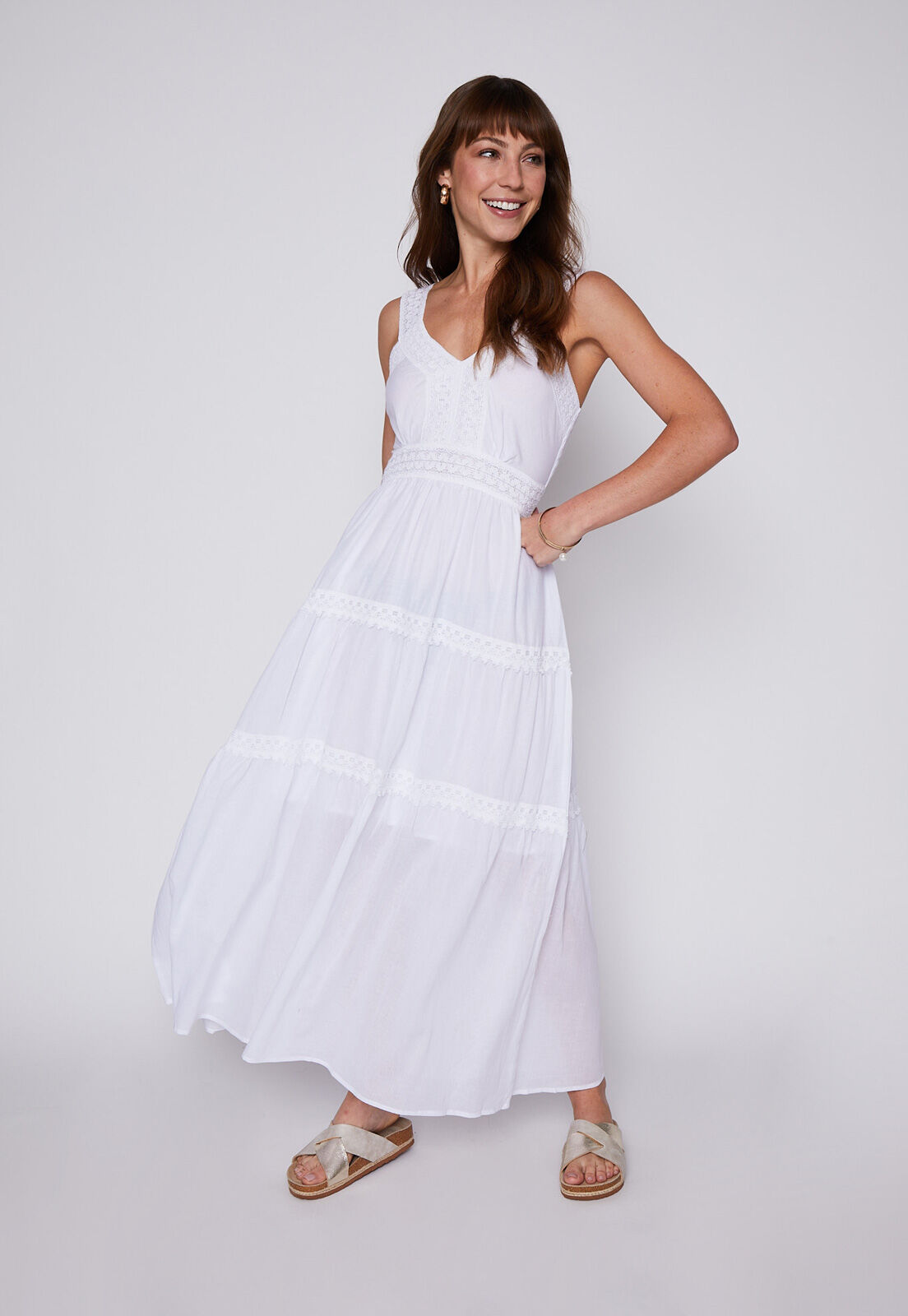 Vestido Sin Manga Brodery Blanco Family Shop