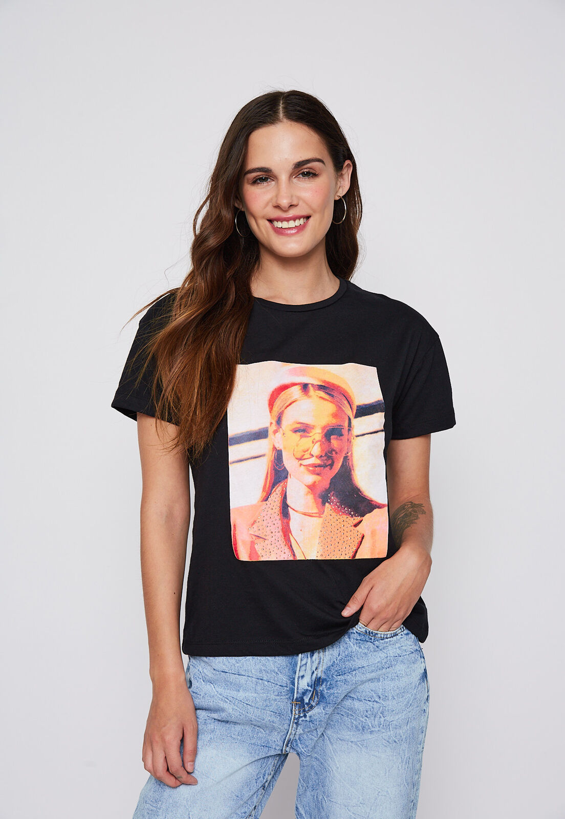 Polera Manga Corta Mujer Negro Family shop