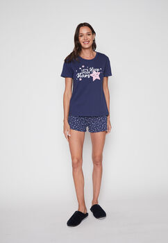 Mujer  Pijama Corto  Azul  Star Family Shop