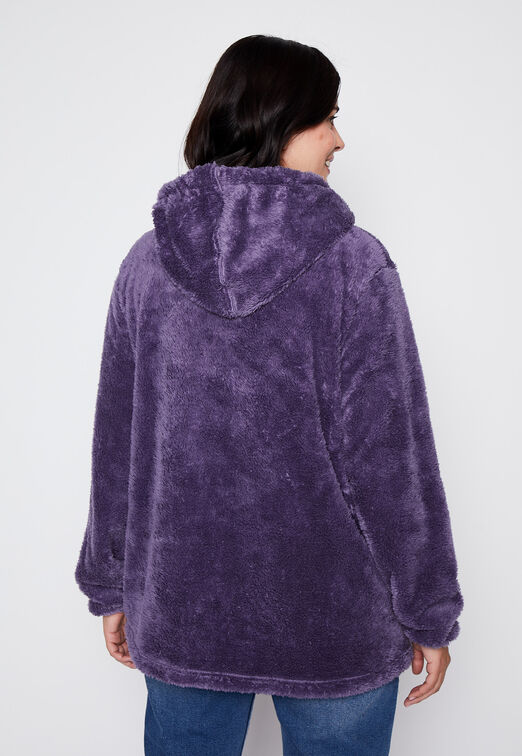 Poleron Plus Size Peludo Gorro Morado Family Shop