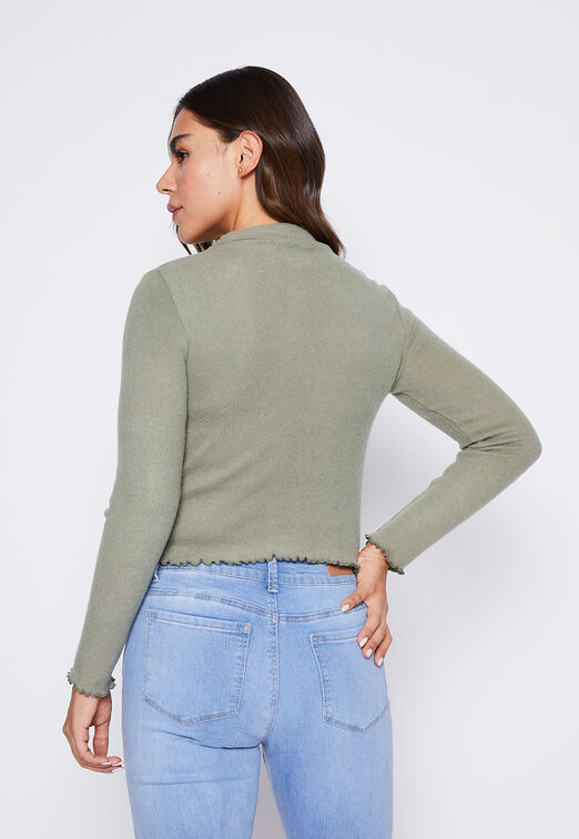 Sweater Mujer Verde Cuello Alto Soft Family Shop