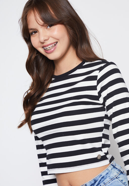 Polera Lola Negro Listada B&N Family Shop