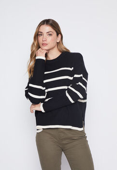 Sweater Mujer Negro Rayado Family Shop