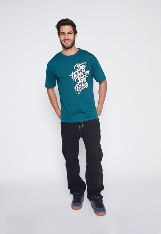 Jeans Hombre Negro Multicargo Costura Family Shop