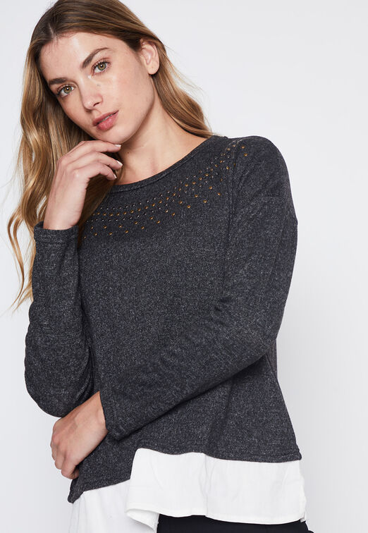 Sweater Mujer Negro Melange Family Shop