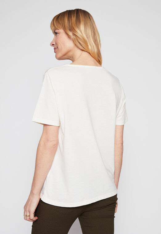Polera Bord Flores Crudo Family Shop