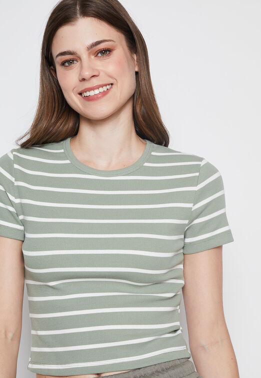 Polera Mujer Verde Rayada Family Shop