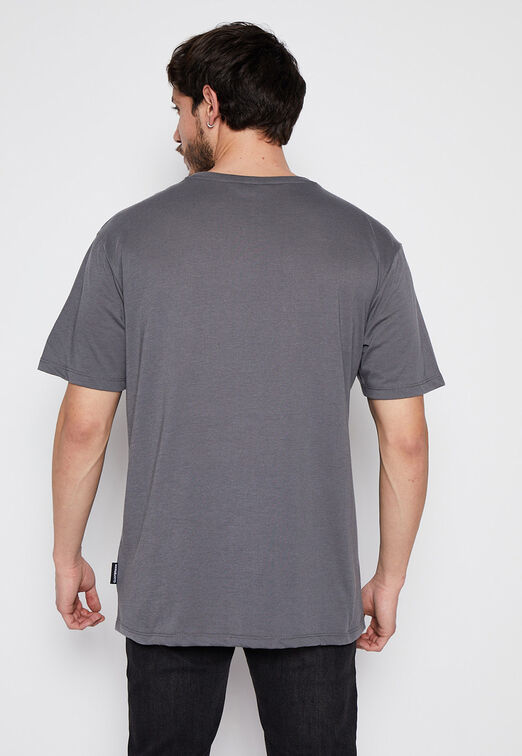 Polera Basic Print Bolsillo Gris Family Shop