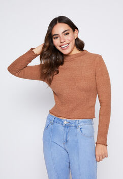 Sweater Mujer Caramelo Cuello Alto Soft Family Shop