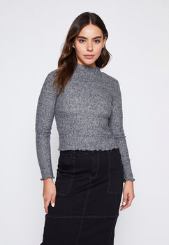 Sweater Mujer Gris Cuello Alto Soft Family Shop