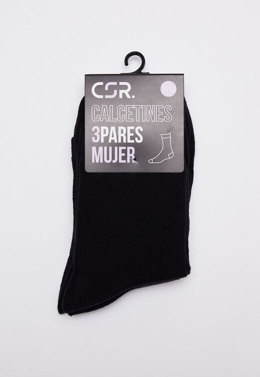 Calcetin Mujer Negro 3 Pares Family Shop