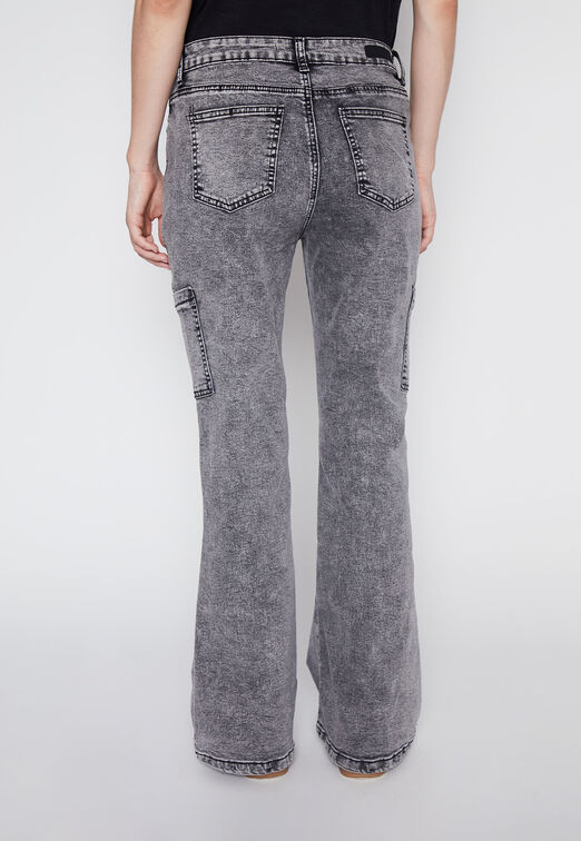 Jeans Mujer Gris Cargo Flare Family Shop