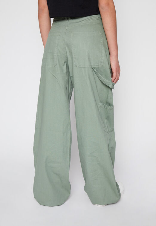 Pantalon Wid Leg Utility Verde Family Shop