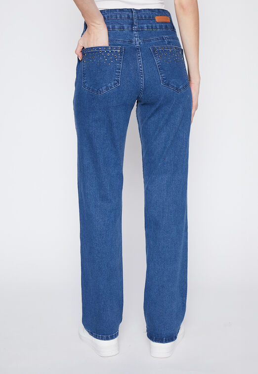 Jeans Mujer Azul Recto Piedra Family Shop