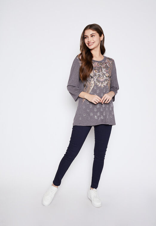 Polera Mujer Gris Boho Family Shop