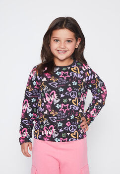 Polera Nina Negro Graffiti Family Shop