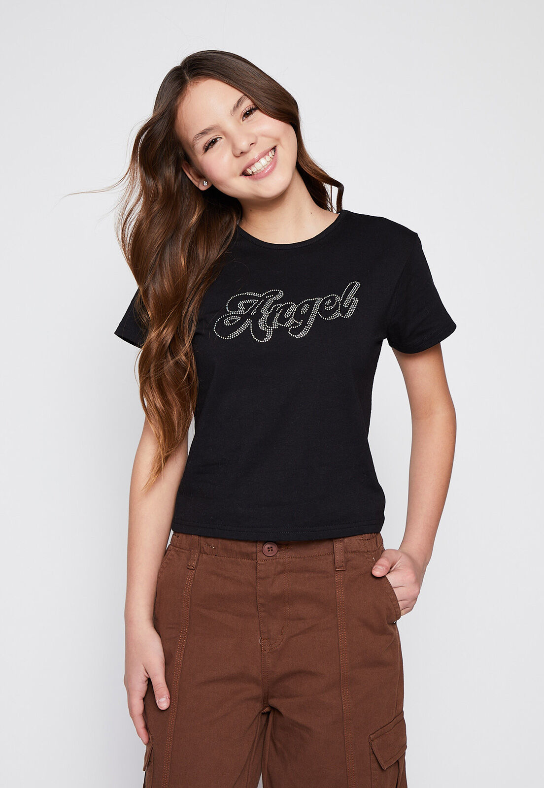 Polera Manga Corta Mariposa Negro Family Shop