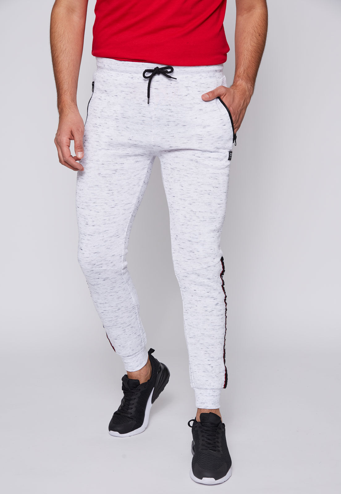 PANTAL N BUZO HOMBRE SLIM FIT FRANJA BLANCO