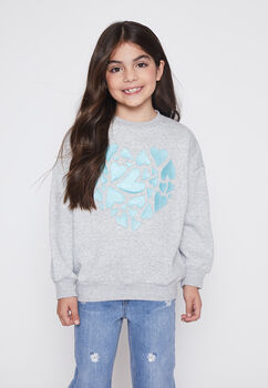 Poleron Nina Gris Metalizado Family Shop