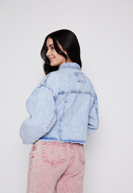 Chaqueta Oversize Denim Crop Celeste Family Shop