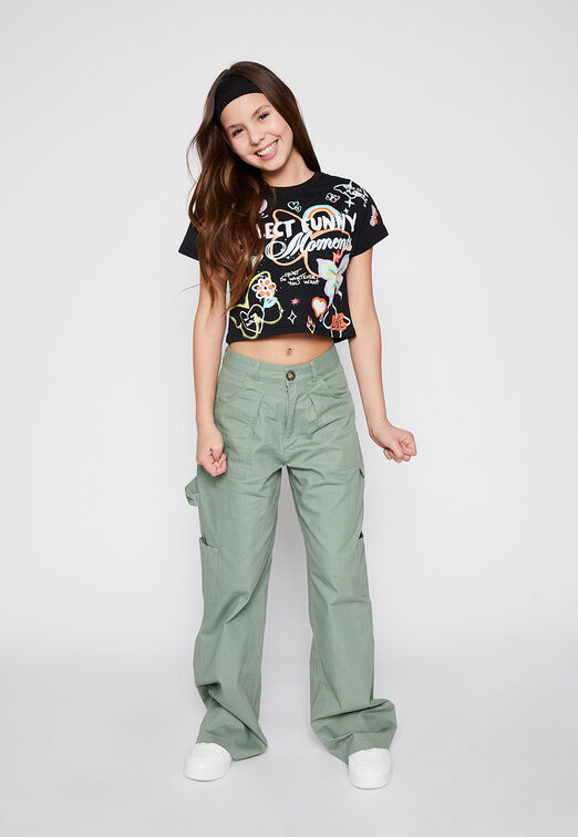 Pantalon Wid Leg Utility Verde Family Shop