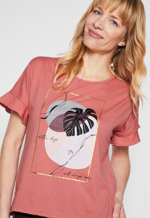 Polera Art Hojas Coral Family Shop